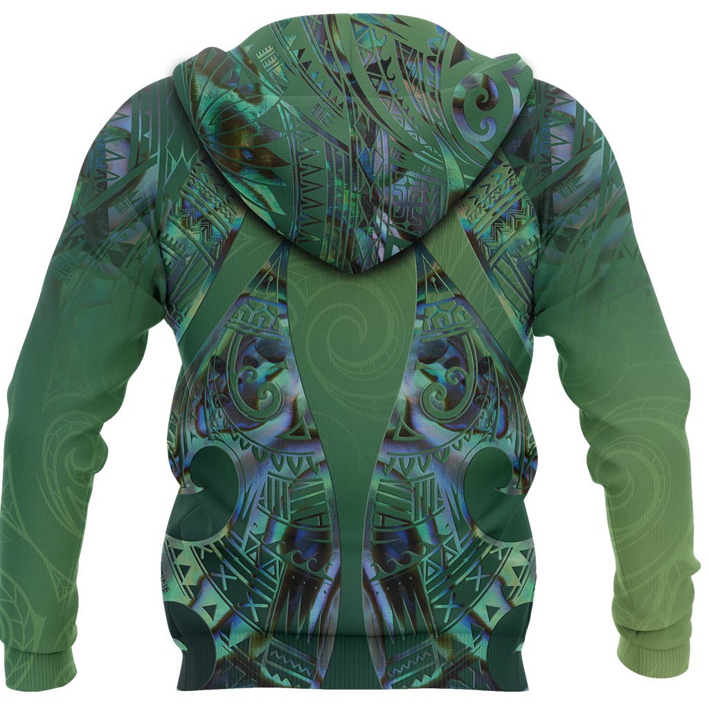 New Zealand Maori Hoodie, Hei Matau Paua Shell Pullover Hoodie - Polynesian Pride
