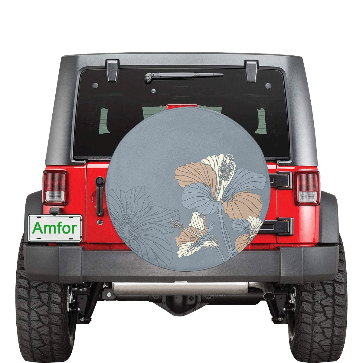 Hibiscus Art Spare Tire Cover AH Black - Polynesian Pride