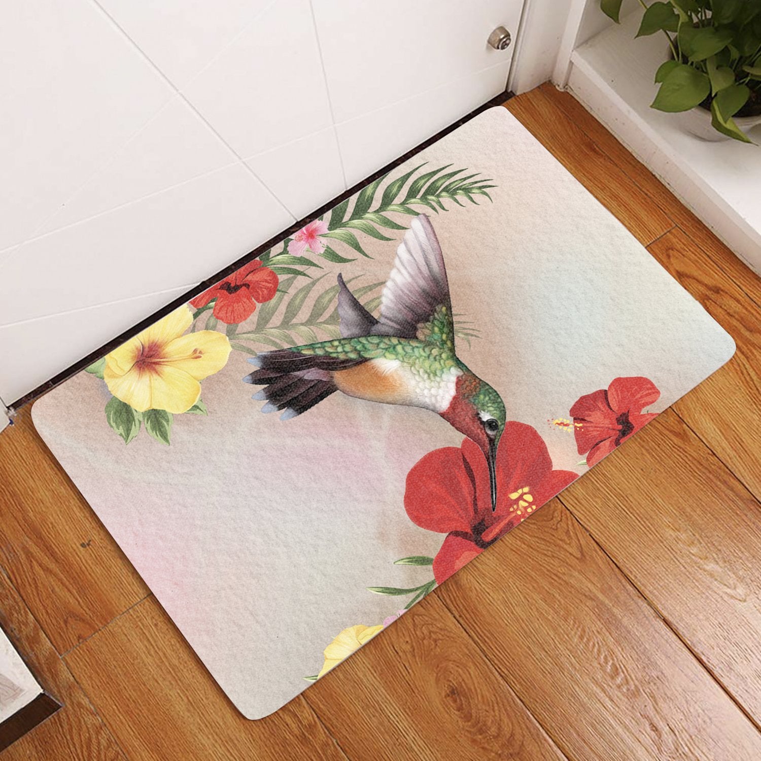 Hibiscus Bird Door Mat AH Door Mat Black - Polynesian Pride