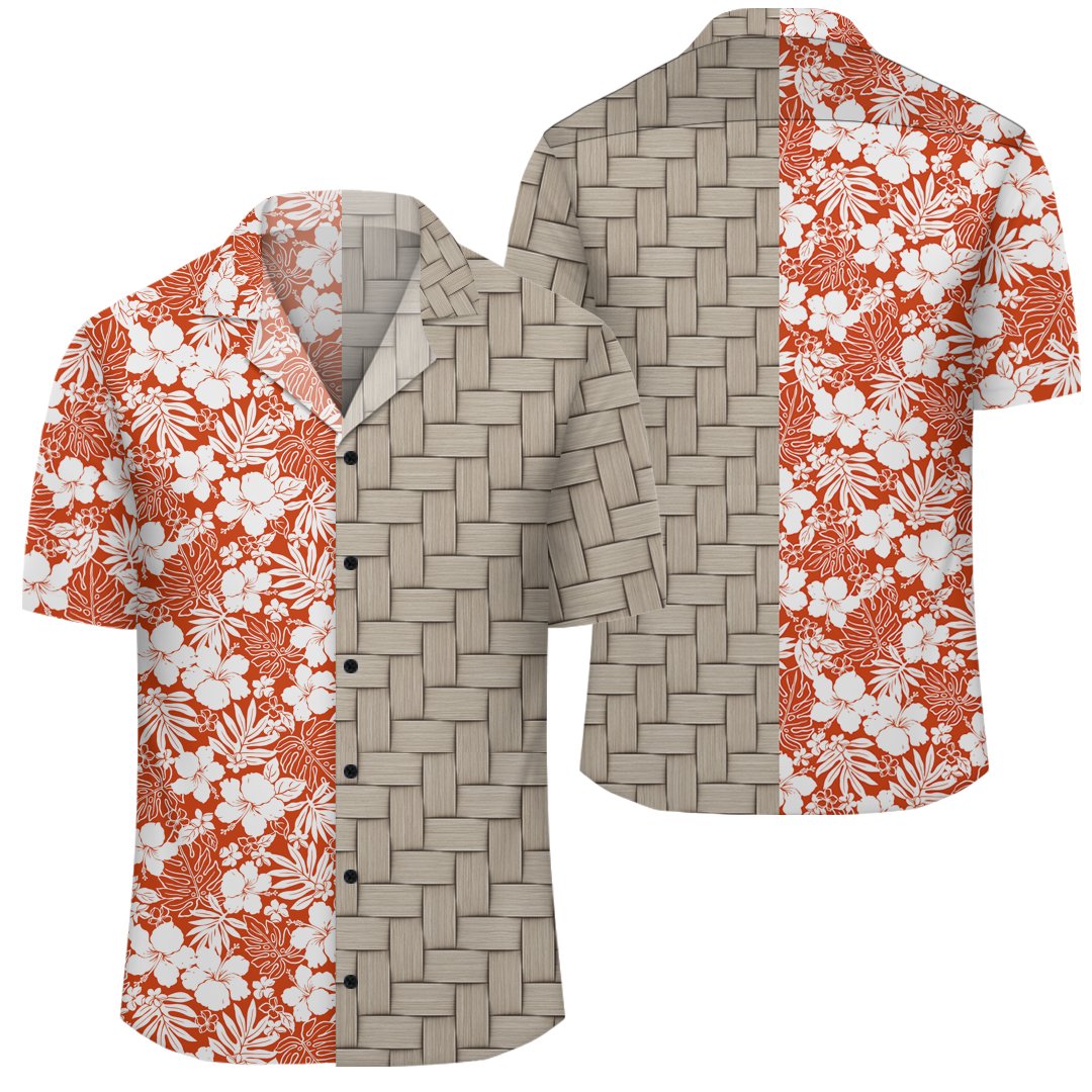 Hibiscus Flower Pattern Lauhala Moiety Hawaiian Shirt Unisex Art - Polynesian Pride