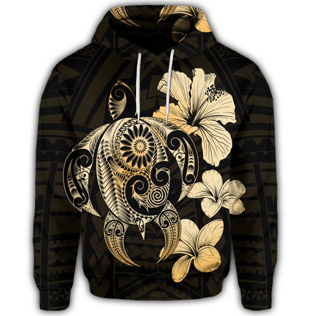 Hibiscus Plumeria Mix Polynesian Turtle Hoodie - Polynesian Pride