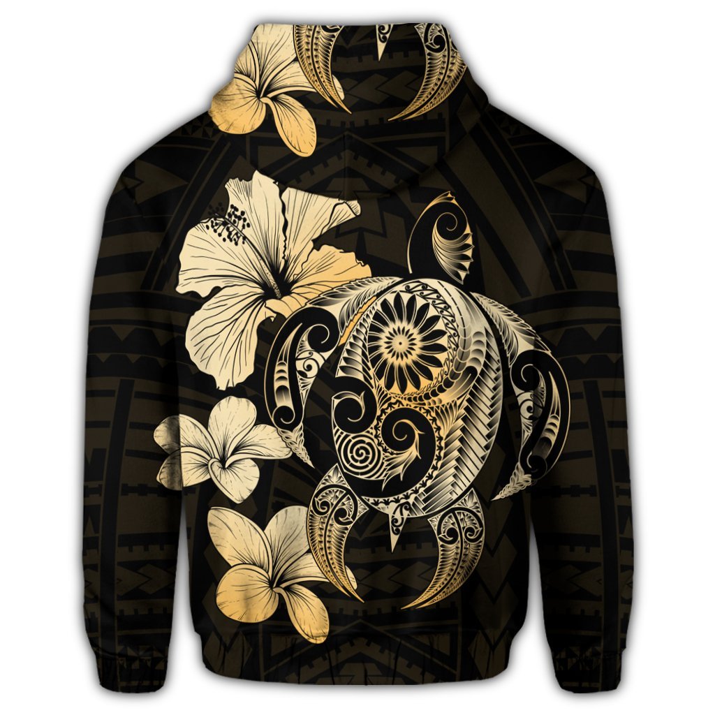 Hibiscus Plumeria Mix Polynesian Turtle Hoodie - Polynesian Pride