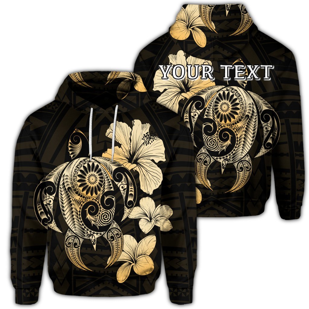 Custom Hibiscus Plumeria Mix Polynesian Turtle Hoodie Unisex Art - Polynesian Pride