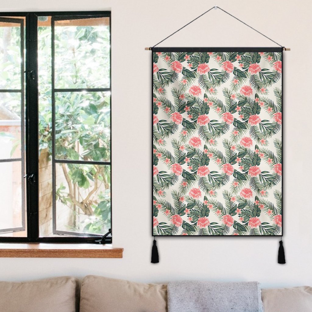 Hibiscus Plumeria Tropical Red Hanging Poster - AH Hanging Poster 50 x 75 cm Cotton And Linen - Polynesian Pride