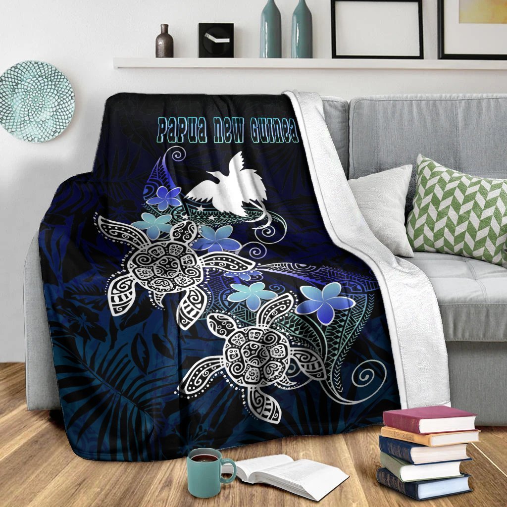 Papua New Guinea Polynesian Premium Blanket - Blue Turtle Couple - Polynesian Pride