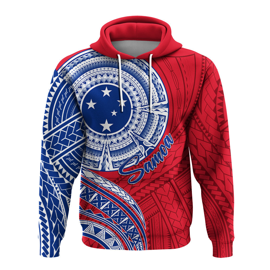 Samoa Custom Hoodie Independence Day Flag Style LT7 Red - Polynesian Pride