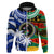 Indigenous South Africa Mixed Fiji Palm Tapa Hoodie LT9 Zip Hoodie Blue - Polynesian Pride