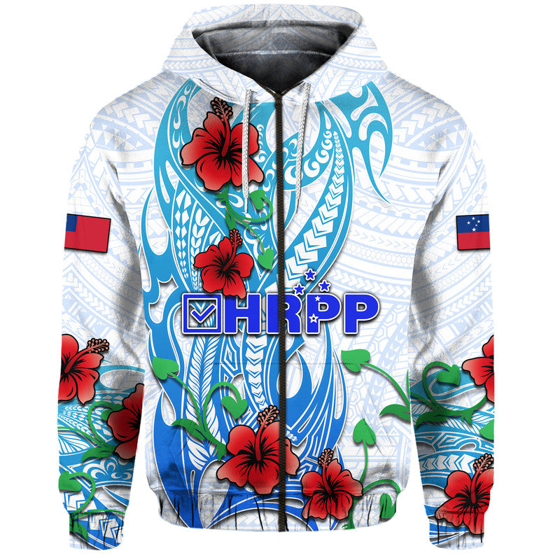 Special Samoa HRPP Party Hoodie Tribal Samoan Hibiscus Design LT9 Zip Hoodie Blue - Polynesian Pride