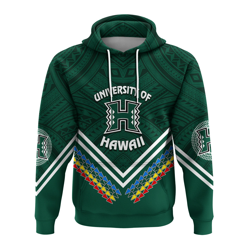 Custom Hawaii Rainbow Warriors Hoodie Simple Style LT7 Pullover Hoodie Deep Green - Polynesian Pride