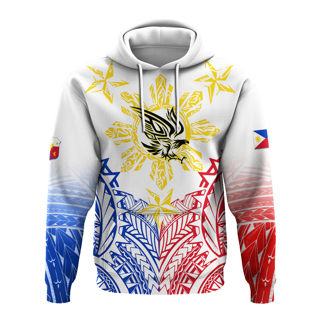 Philippines Custom Hoodie Filipino Sun with Eagle LT7 White - Polynesian Pride