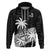 Fiji Rugby Sevens Hoodie Tapa Palm Tree and Fijian Coat of Arms LT9 Zip Hoodie Blue - Polynesian Pride