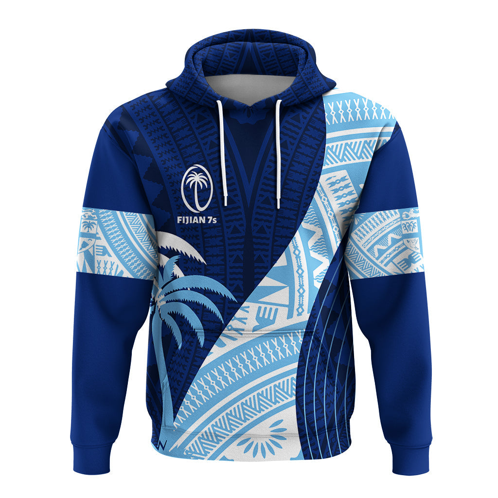 Custom Fiji Sevens Hoodie Kaiviti Kesakesa LT7 Pullover Hoodie Blue - Polynesian Pride