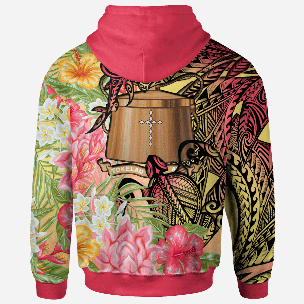 Tokelau Hoodie Flowers Tropical With Sea Animals - Polynesian Pride