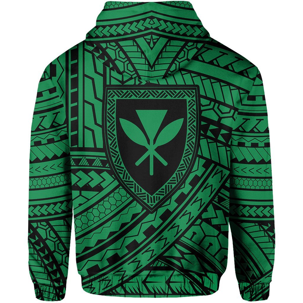 Polynesian Protect Mauna Kea Kanaka Maoli Hawaii Zip Hoodie Green Quarter Style - Polynesian Pride