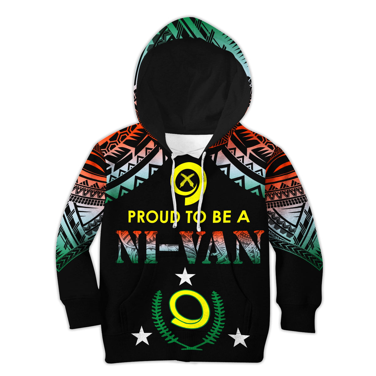 Vanuatu Proud To Be A Ni-Van - Polynesian Pattern KID Hoodie - Penama Province LT7 Hoodie Black - Polynesian Pride