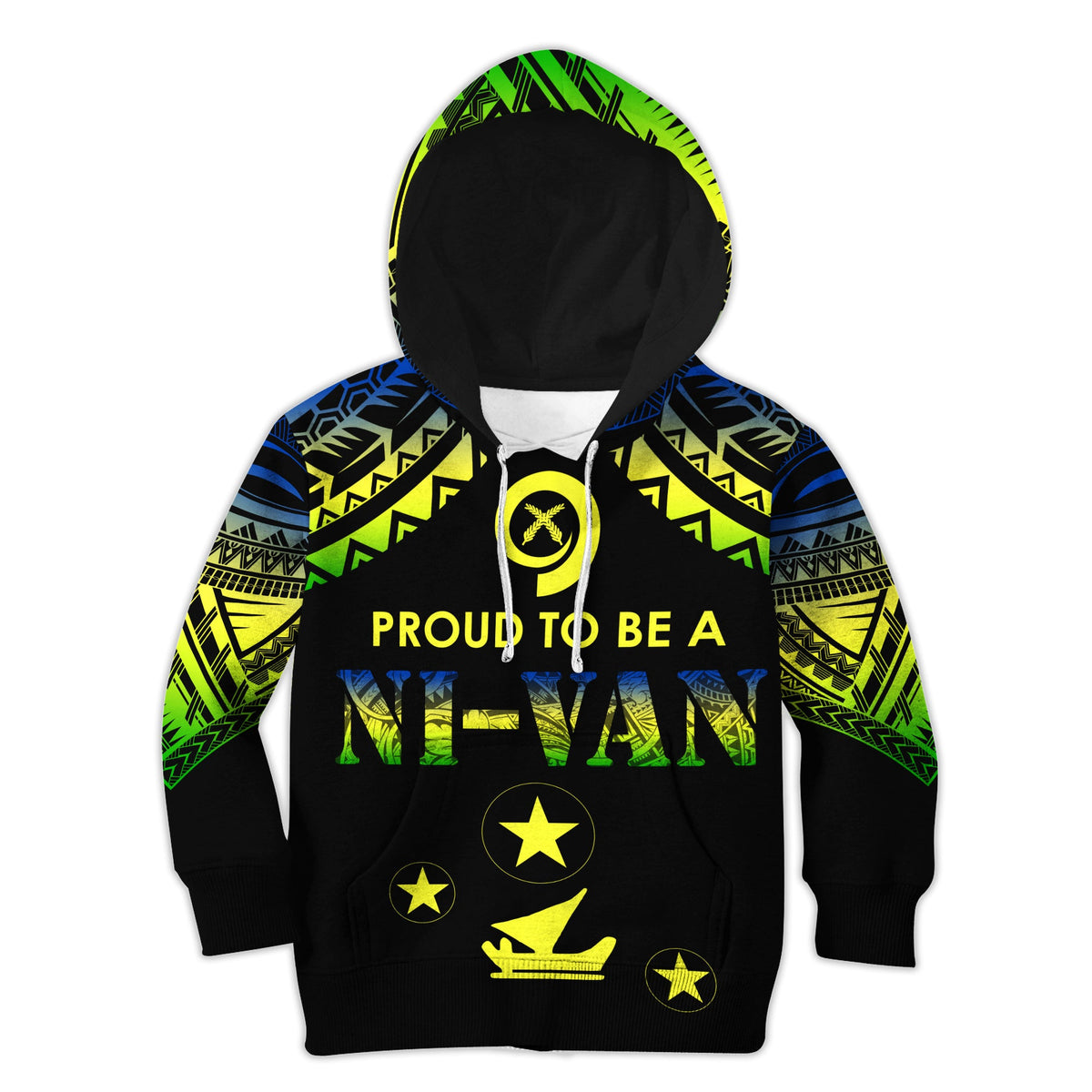 Vanuatu Proud To Be A Ni-Van - Polynesian Pattern KID Hoodie - Malampa Province LT7 Hoodie Black - Polynesian Pride