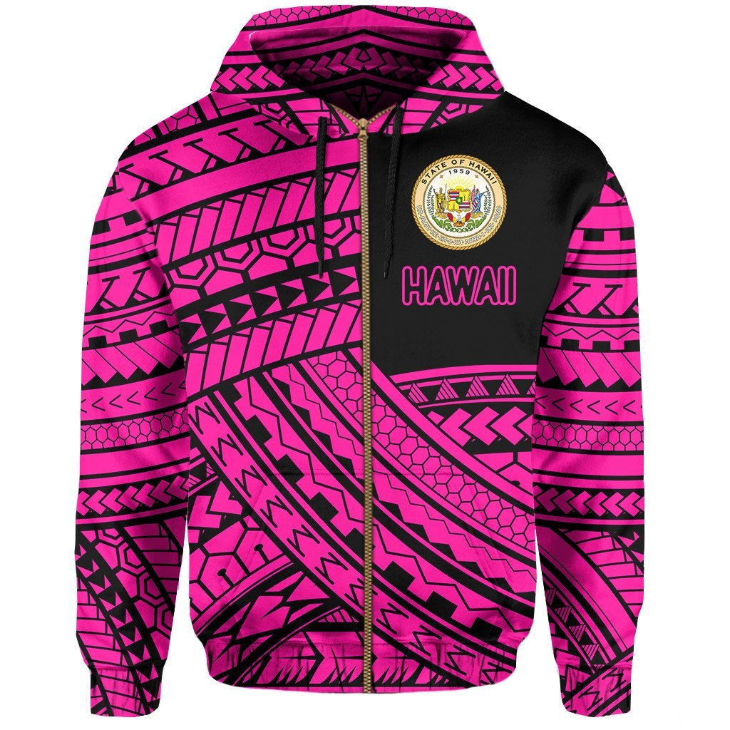 Polynesian Protect Mauna Kea Kanaka Maoli Hawaii Zip Hoodie Pink Quarter Style - Polynesian Pride