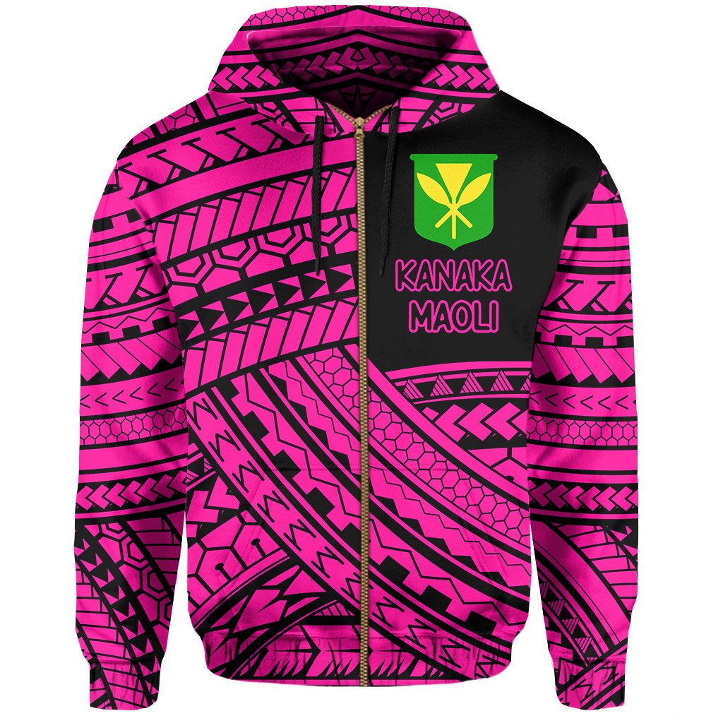 Polynesian Protect Mauna Kea Kanaka Maoli Hawaii Zip Hoodie Pink Quarter Style - Polynesian Pride