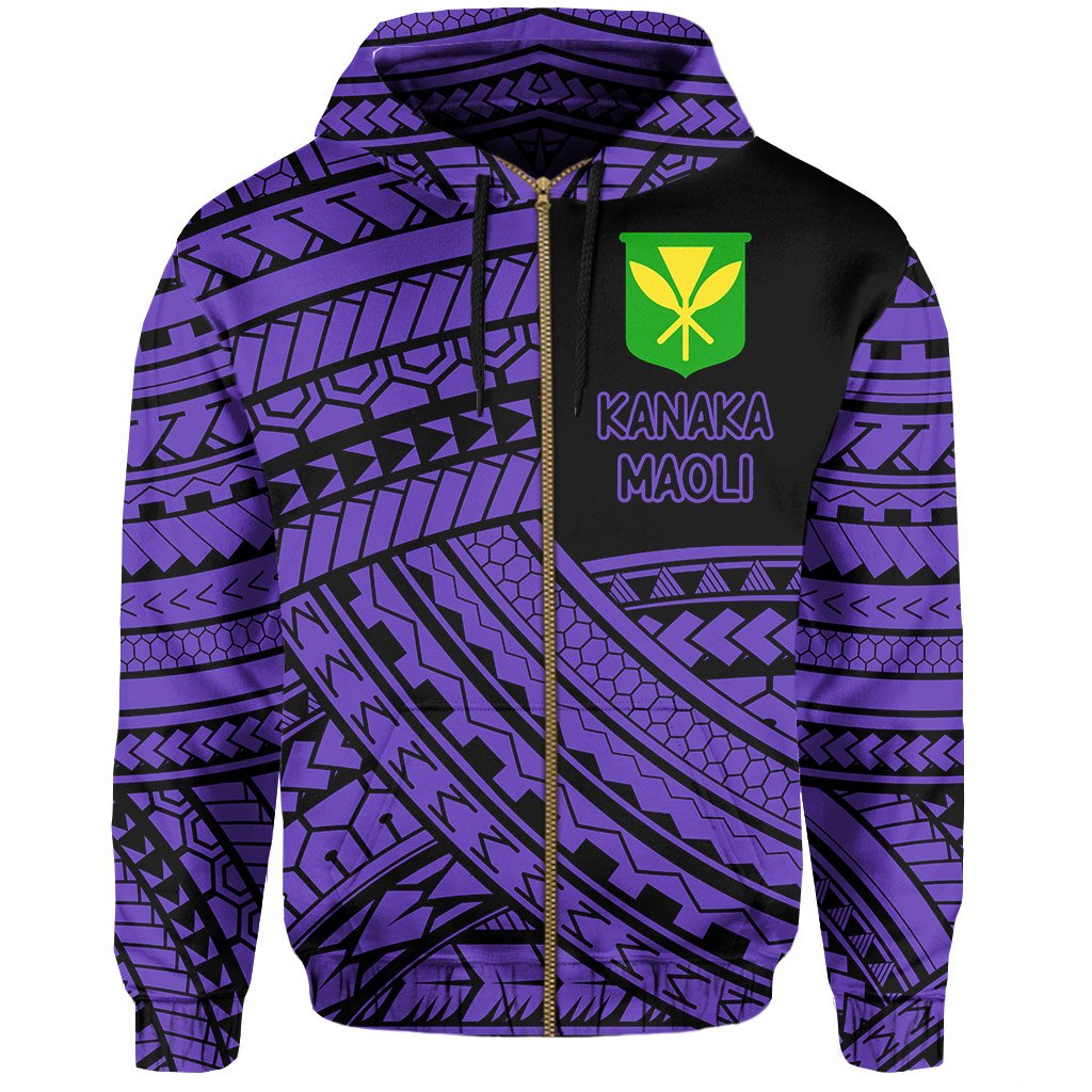 Polynesian Protect Mauna Kea Kanaka Maoli Hawaii Zip Hoodie Purple Quarter Style - Polynesian Pride