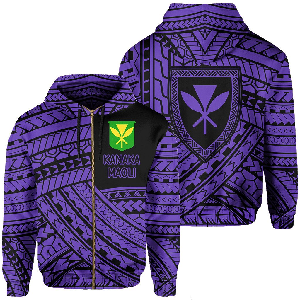 Polynesian Protect Mauna Kea Kanaka Maoli Hawaii Zip Hoodie Purple Quarter Style Unisex Purple - Polynesian Pride