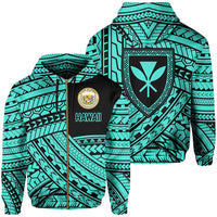 Polynesian Protect Mauna Kea Kanaka Maoli Hawaii Zip Hoodie Turquoise Quarter Style Unisex Turquoise - Polynesian Pride