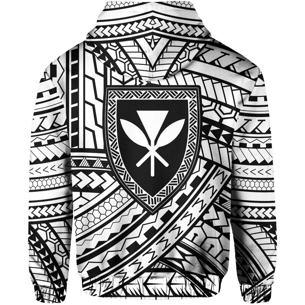 Polynesian Protect Mauna Kea Kanaka Maoli Hawaii Zip Hoodie White Quarter Style - Polynesian Pride