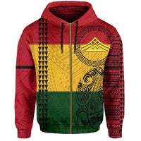 Polynesian Kakau Mauna Kea Protectors Kanaka Flag Hawaii Custom Zip Hoodie - Polynesian Pride