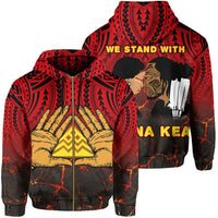 Polynesian Protect We Stand With Mauna Kea Hawaii Zip Hoodie Unisex Red - Polynesian Pride