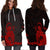 Maori Floral Pattern Hoodie Dress Hummingbird - Red LT7 - Polynesian Pride