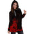 Maori Floral Pattern Hoodie Dress Hummingbird - Red LT7 - Polynesian Pride