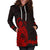 Maori Floral Pattern Hoodie Dress Hummingbird - Red LT7 Red - Polynesian Pride