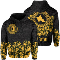Oahu Map Hibiscus Polynesian Hoodie Lithe Style Unisex Yellow - Polynesian Pride