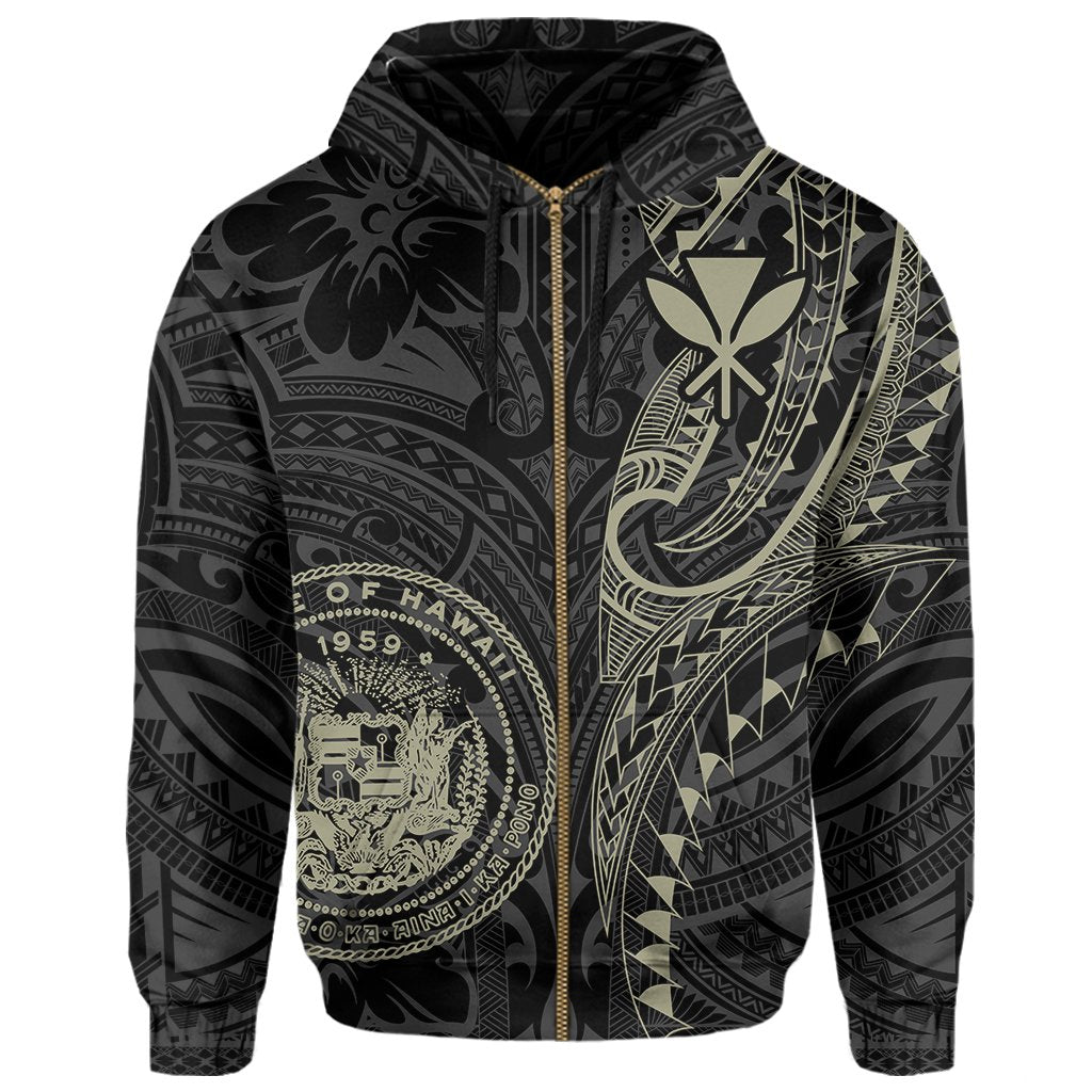 Seal of Hawaii Kanaka Polynesian Hoodie Zip Hubert AH - Polynesian Pride