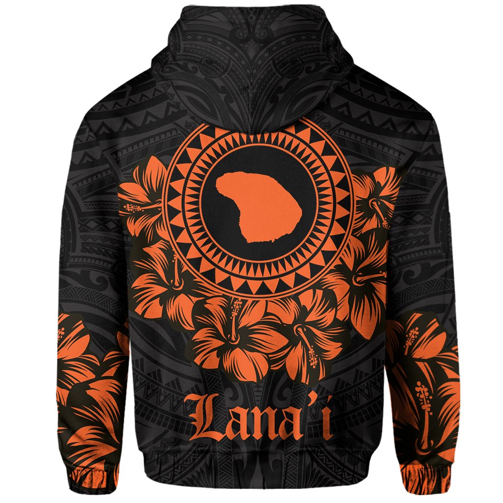 Lanai Map Hibiscus Polynesian Hoodie Lithe Style - Polynesian Pride