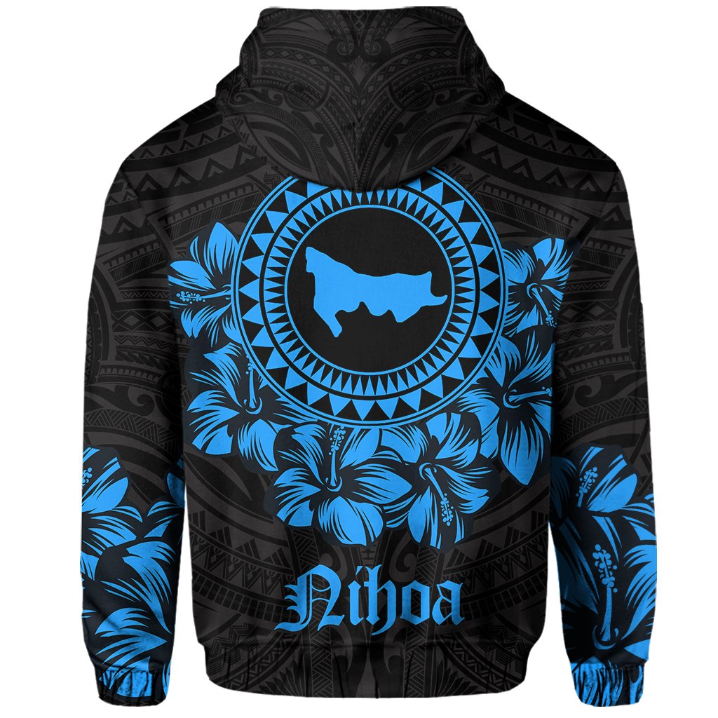 Nihoa Map Hibiscus Polynesian Hoodie Zip Lithe Style - Polynesian Pride