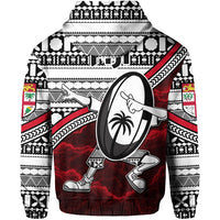 Custom Fiji Rugby Zip Hoodie Tapa Cloth Dab Trend Creative Red - Polynesian Pride