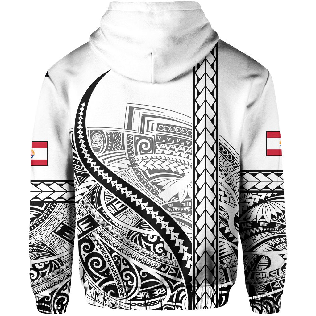 Tahiti Rugby Zip Hoodie Marvelous Version White - Polynesian Pride