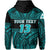 Custom Polynesian Rugby Hoodie Love Turquoise Custom Text and Number - Polynesian Pride