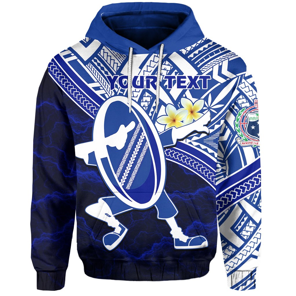 Custom Manu Samoa Rugby Hoodie Dab Trend Creative Unisex Blue - Polynesian Pride