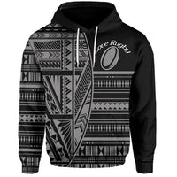 Custom Polynesian Rugby Hoodie With Love Style Gray Custom Text and Number - Polynesian Pride