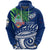 Custom Guam Rugby Hoodie Coconut Leaves Unisex Blue - Polynesian Pride