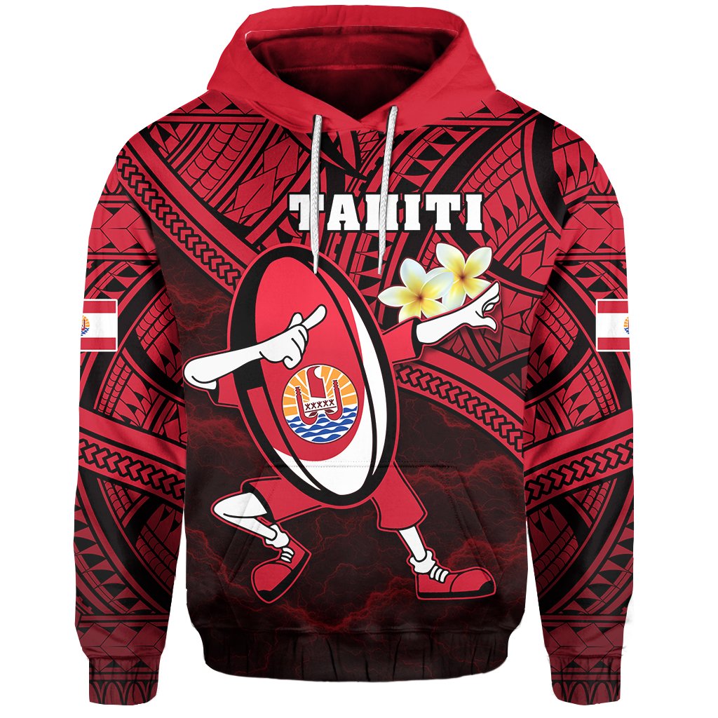 Tahiti Rugby Hoodie Dab Trend Creative Unisex Red - Polynesian Pride
