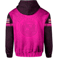 Polynesian Flag Seal of Hawaii Hoodie Pink - Polynesian Pride