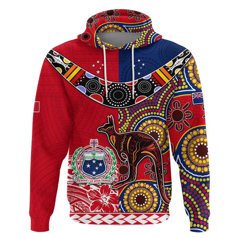 Custom Australia Aboriginal and Samoa Polynesian Hoodie Boomerang LT9 Pullover Hoodie Red - Polynesian Pride