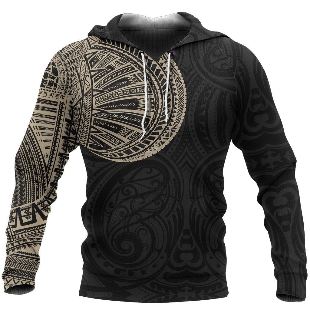 Samoa Tribal Hoodie Maori Tattoo Roman Reigns Pullover Hoodie Gold Unisex Black - Polynesian Pride