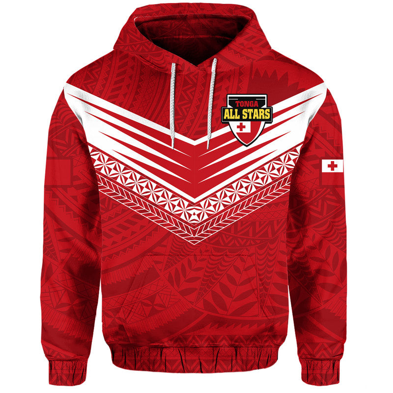 Tonga Rugby Hoodie - Tongan Kupesi Ngatu Design - Polynesian Pride LT9 Pullover Hoodie Red - Polynesian Pride