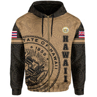 Polynesian Flag Seal of Hawaii Zip Hoodie Gold - Polynesian Pride