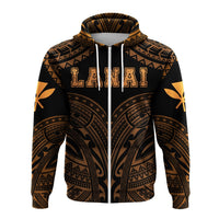 Hawaiian Kanaka Map Polynesian Lanai Hoodie Zip Orange Brad Style - Polynesian Pride