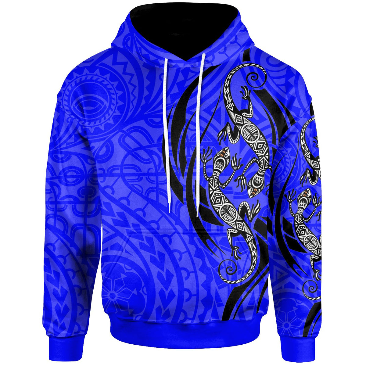 Hoodie Polynesian Lizard Tattoo Unisex Black - Polynesian Pride
