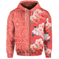 Hawaii Hibiscus Polynesian Hawaiian Hoodie Zip Curtis Style - Polynesian Pride